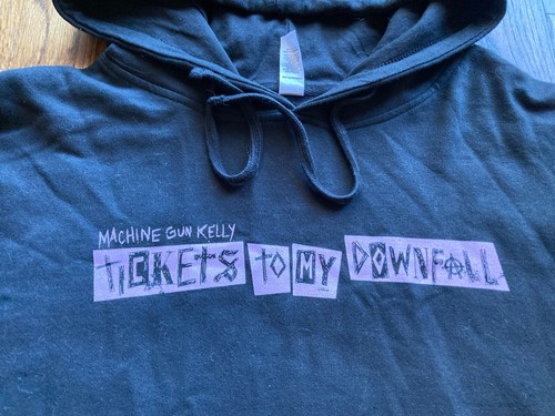 Machine Gun Kelly MGK Tickets To My Downfall Hoodie Size Large Sweatshirt Black - Picture 5 of 10