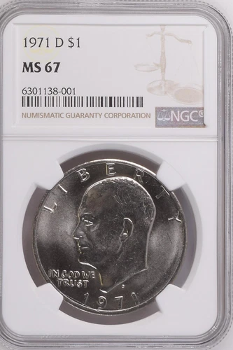 :1971-D $1 Eisenhower Dollar Clad NGC Superb-BU MS-67 Rarity R5 Highest-Grades