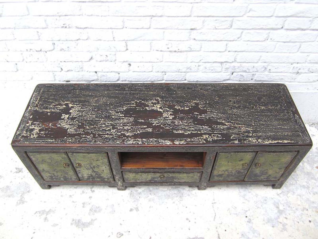 China shabby chic Lowboard für TV Flachbildschirm Pinie schmutzgrau