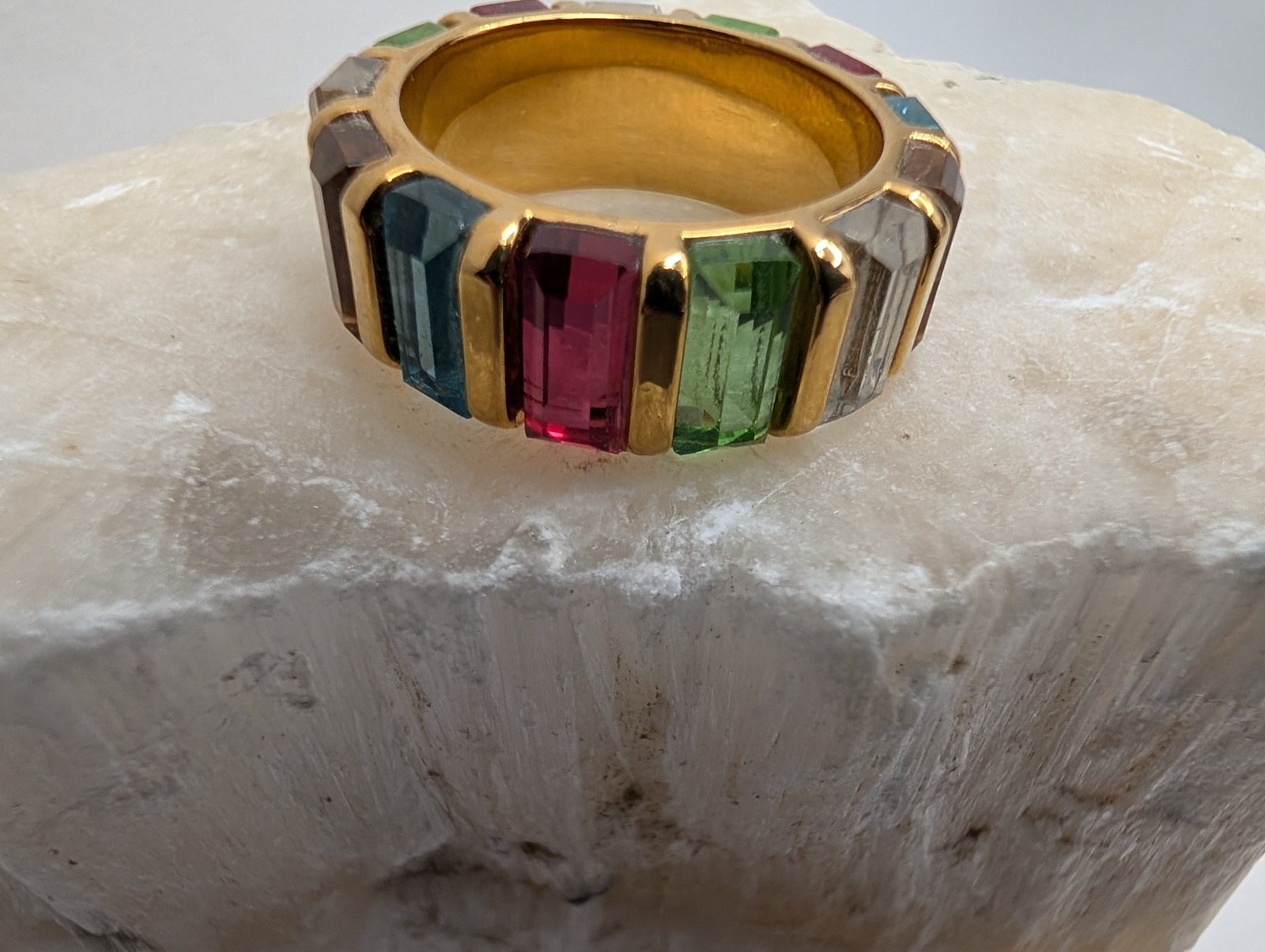 J.Crew Gold Tone Multi-Color Rectangular Glass St… - image 8