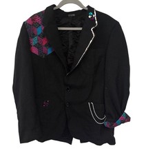 Vintage 90s Embellished Blazer Women Statement Jacket Patchwork Rhinestone Artsy