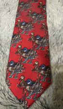 Ducks Unlimited Duck Print Red Silk Tie Made In USA