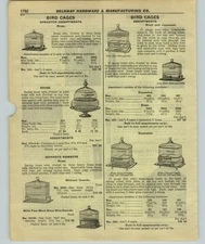 1927 PAPER AD 4 PG Hendryx Bird Cage Brass Round Assortment Parrot Squirrel