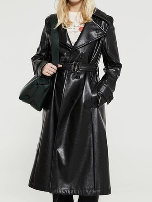 NWT Acne Studios Women s Coat in Black Faux Leather Size  38