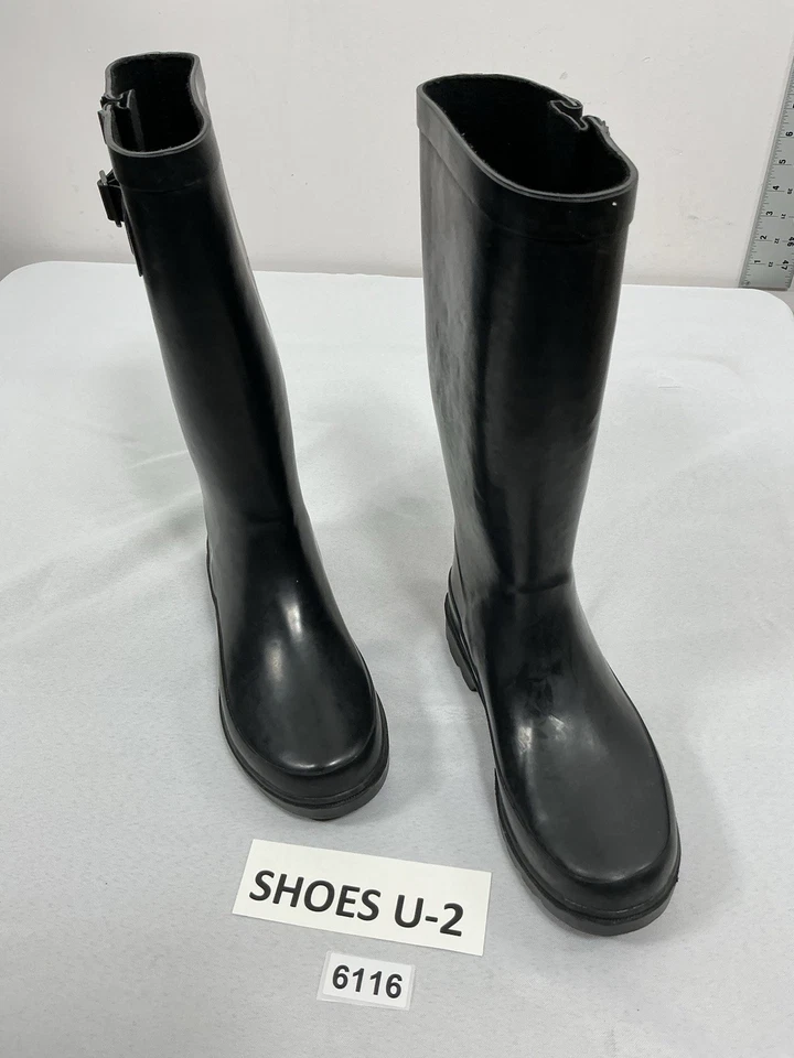 Botas de lluvia para mujer Sugar hasta la rodilla 6 de goma negra  Foto 3 de 4