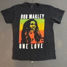 Zion Rootswear Bob Marley One Love Graphic T-Shirt Black Mens Medium Reggae Tee