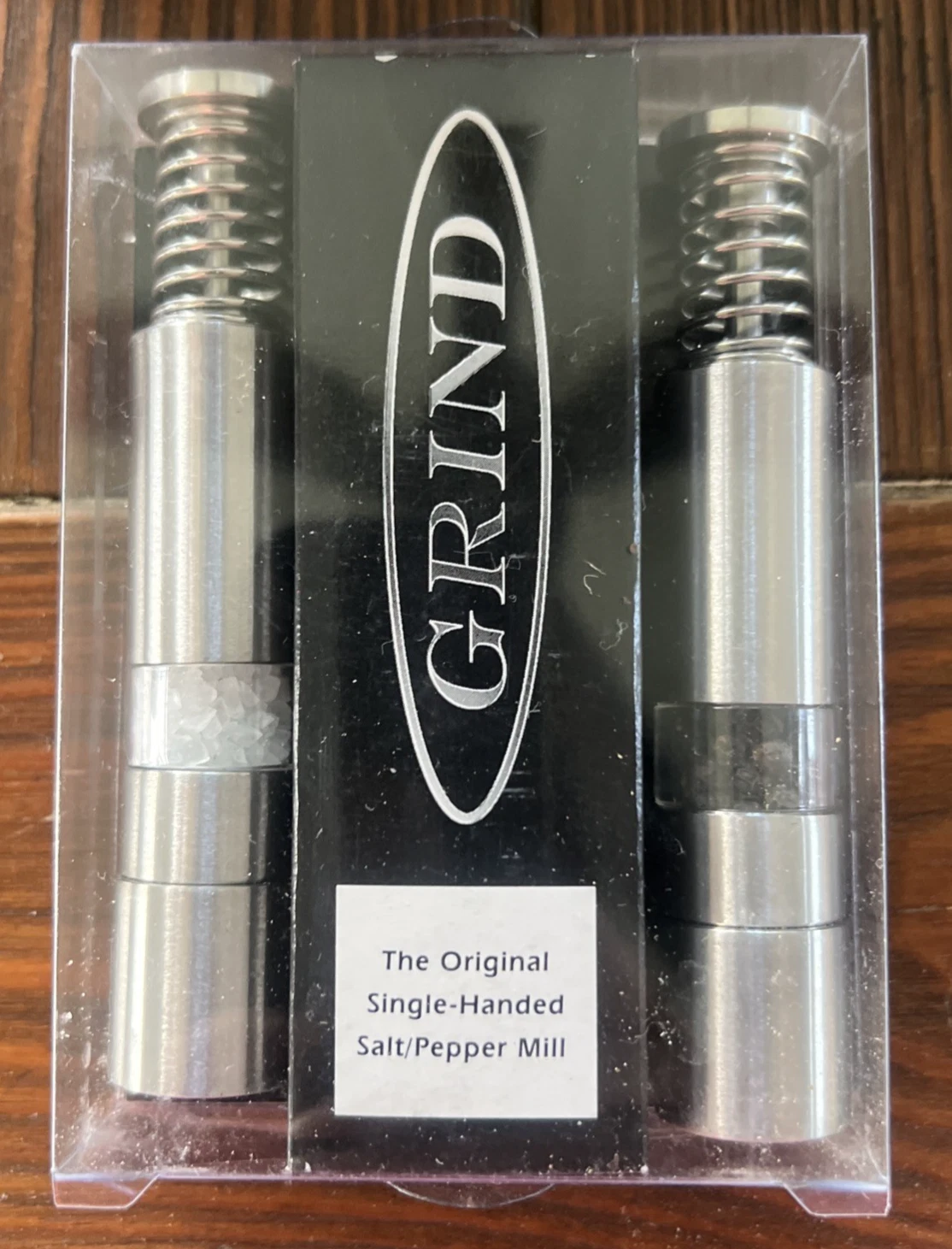 NEW GRIND Single Handed Salt & Pepper Mills Stainless Steel Spring Action
Opens in a new window or t