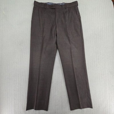 Ballin Pants Mens 34x32 Brown Super 110s Wool Comfort EZE Flat Front Dress