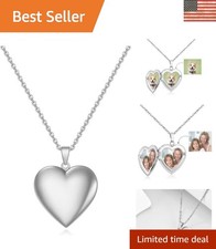 20 Inch Heart Photo Locket Necklace in Stainless Steel - Cherish Your Memories