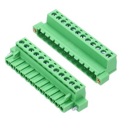 1Set Male&Female 5.08mm 12 Pin PCB Screw Mount Terminal Block Connector, Green