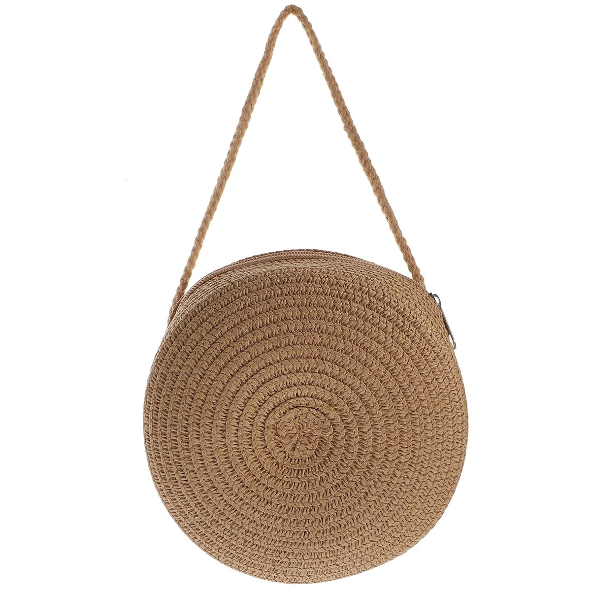 Woven Straw Crossbody Bag Compact Summer Beach Purse 6in Travel Tote – Natural (photo 1 of 5)