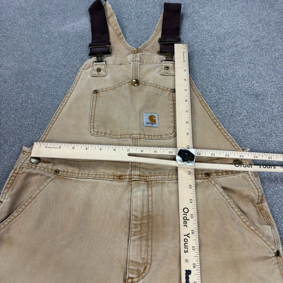 Macacão Carhartt Dungarees infantil tamanho 16 bronzeado 30x23 joelho duplo babador pato juvenil* - Imagem 4 de 4
