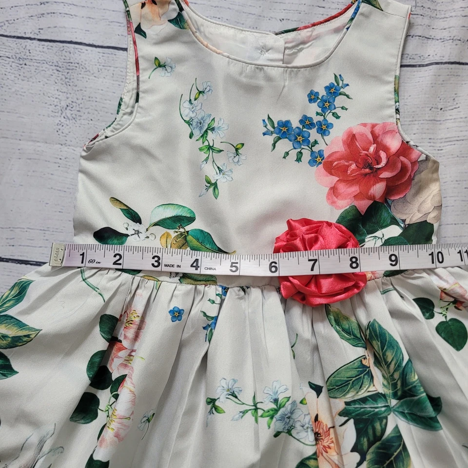 Pippa & Julie Size 3T Floral Off-White Lined Party Dress Flower Sleeveless Twee - Image 3 of 4