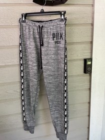 3 pr Victoria's Secret yoga joggers lounge pants sz S Gray black long dog logo