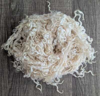 Art Yarn handspun wool locks natural white Saori weaving needle Nuno felt doll