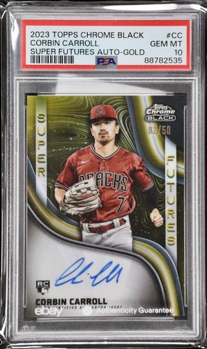 2023 Topps Chrome Black Corbin Carroll Super Futures Gold Auto /50 PSA 10 RC RA1