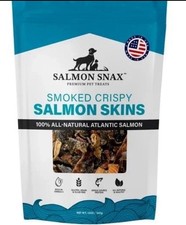 Salmon Snax Smoked Crispy Salmon Skins Dog Treats 12oz  Made In USA