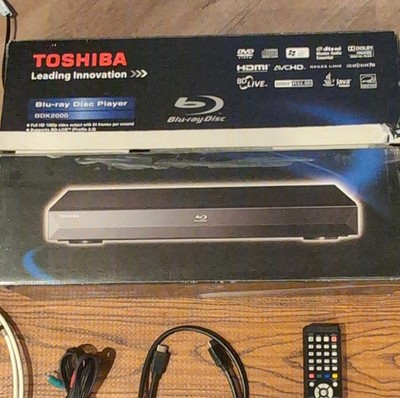 Toshiba BDX2000KU Blu-ray Player 1080p BD-Live Dolby HDMI Remote Cables Manual