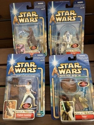STAR WARS LOT OF 4 ATTACK OF THE CLONES ZAM WESELL R2-D2 YODA & PADME AMIDALA