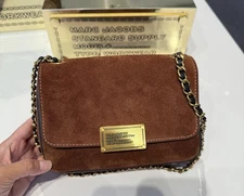 Marc Jacob The Plaza Suede Shoulder Bag 4F5HSH076H01 Cognac / Gold