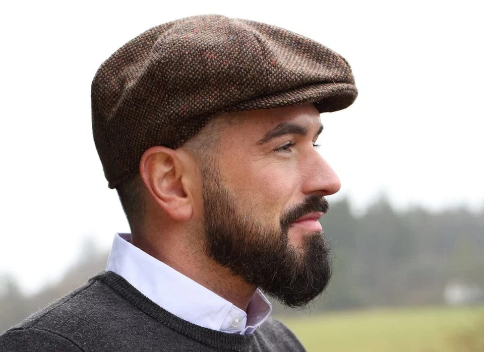 Gorra Hanna Hats tradicional irlandesa de tweed de ocho piezas. Gorra de Newsboy Unisex. Butto... Foto 2 de 4