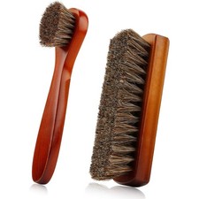 Horsehair Shoe Brush Set of 2 Leather Boot Cleaning Brushes and Applicator