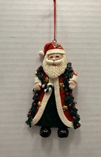 Vintage Santa Christmas Ornament Glazed Dough Clay 5"