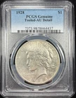1928 PCGS Genuine - Tooled- AU Detail - Silver Peace $1 - Key Date