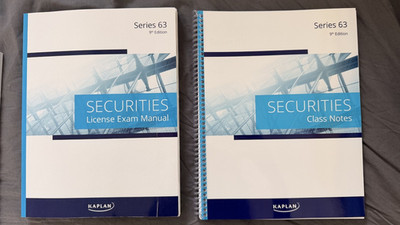 Kaplan Series 63 Exam Manual + Class Notes Neu Unbenutzt FINRA 63 License