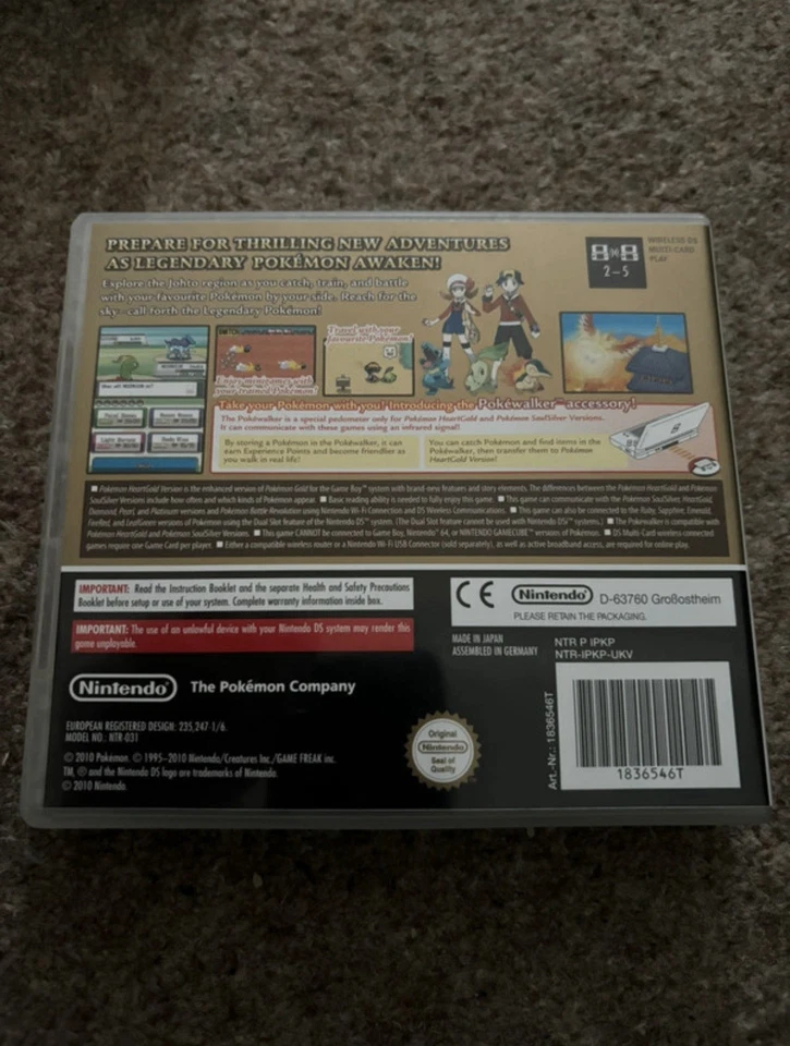Pokemon Heartgold version Nintendo DS Pal UK Complete In Box Unused Pokewalker - Image 4 of 4