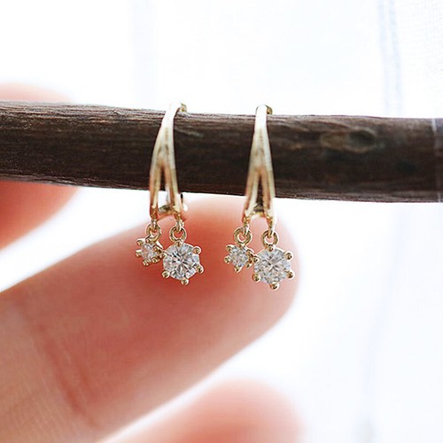 Women 925 Silver,Gold Plated Drop Earrings Pretty Cubic Zirconia Jewelry - Picture 3 of 5