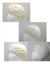 Off White mohair wool hand knit handmade women's headband headwrap ear warmer