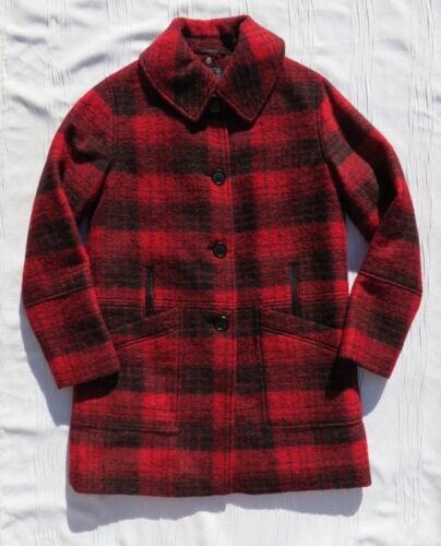 $ 549 PENDLETON US Damen rot schwarz karierte Wolle isoliert gesteppt Futtermantel - Bild 3 von 7