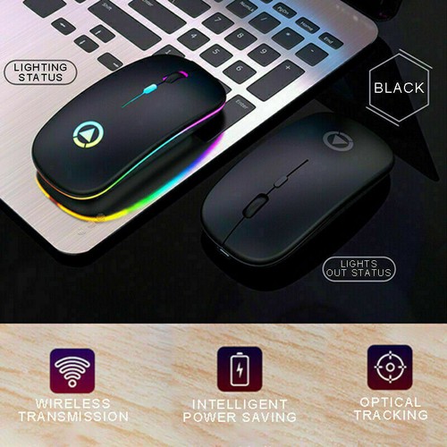 2.4GHz Wireless Optical Mouse USB Rechargeable RGB Cordless Mice For PC Laptop - Picture 7 of 20