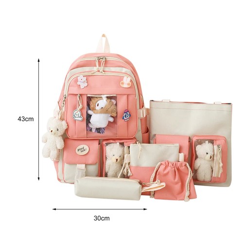 5 Pcs Set Kawaii Girls Backpack For Student School Bag Teenager Girls Schoolbag - Picture 17 of 35