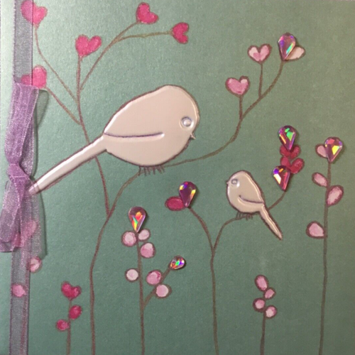 Papyrus- Mother's Day- For Anyone- Birds- Ribbon, Gems, Pearlized Paper- 5X5