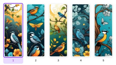 15 Printable Bookmarks Digital PDF file Spring Gift Baroque Birds
