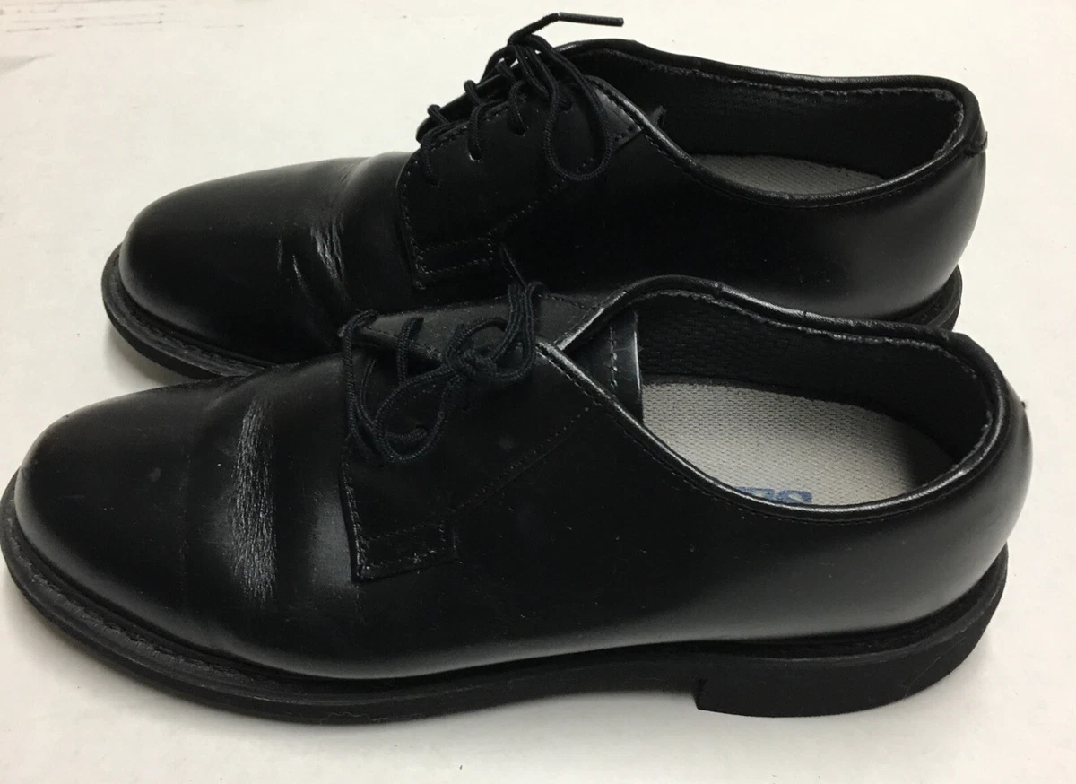 Men 9 M Bates US Military Black Leather Matte Black Oxford Dress Shoes VG