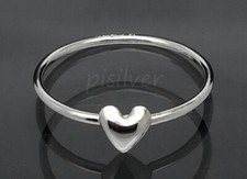Genuine 925 Sterling Silver Domed Heart On Thin Band Ring size 4 5 6 7 8 9 10