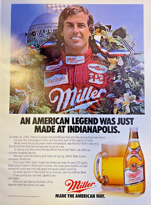 1985 Magazine Advertisement Miller Beer Race Car Driver Danny Sullivan