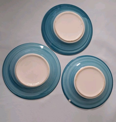 3 Colorful Swirl Pattern Salad Plates 8.5" Diameter FLAWS - Picture 4 of 6