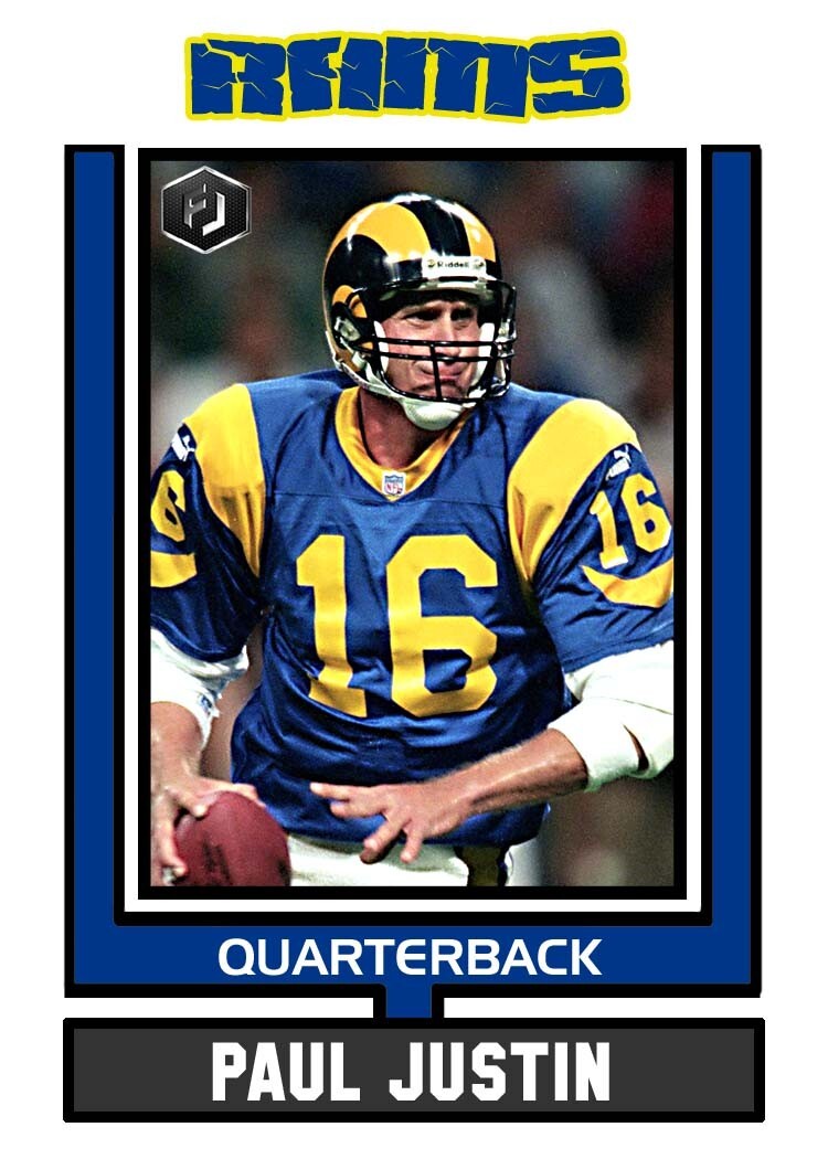 ACEO PAUL JUSTIN ST, LOUIS RAMS CUSTOM HAND MADE ART CARD