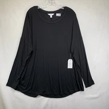 Women's Time and Tru Drop Shoulder Tunic Black Large(12-14)