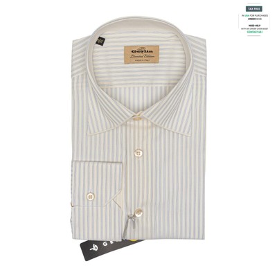 Luxus Gerlin Gestreiftes Hemd Beige Alumo Baumwolle 16 - 41 1Q Zilli