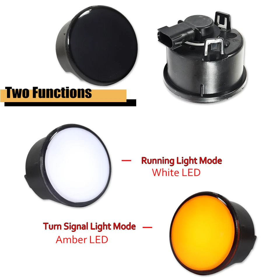 Luces LED de señal de giro delanteras con interruptor de humo DRL para Jeep Wrangler JK 2007-2017 Foto 2 de 4