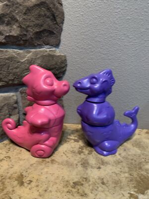Vintage Tupperware Tupper Toys Dragons Pink And Purple EUC 1992