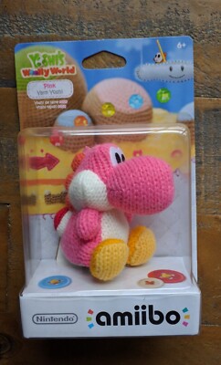 New   PINK YARN YOSHI AMIIBO   Yoshi's Woolly World Series    First Print   USA