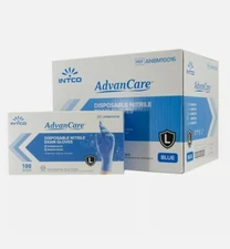 INTCO ADVANCARE Nitrile Exam Large Gloves-100ct gloves blue
