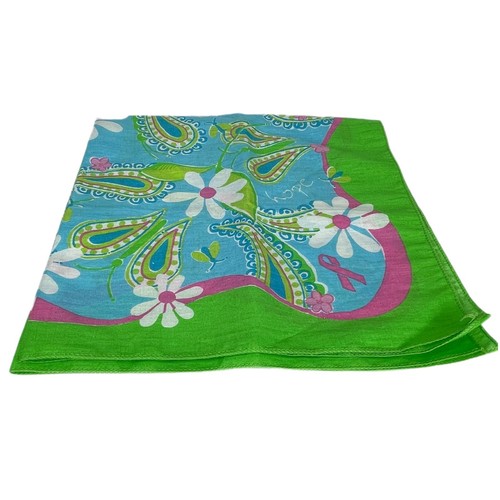 Lilly Pulitzer for Ford Cares Breast Cancer Bandana Scarf Blue & Green - Picture 2 of 4