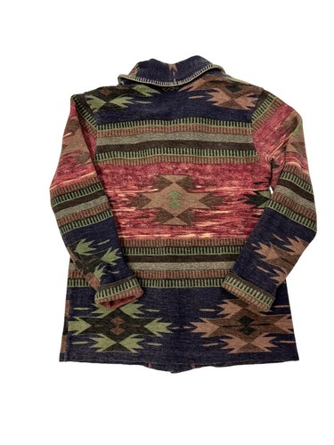Orvis Southwestern Cotton Fleece Aztec Coat Jacket XS S Shawl Collar Runs Large - Picture 4 of 10